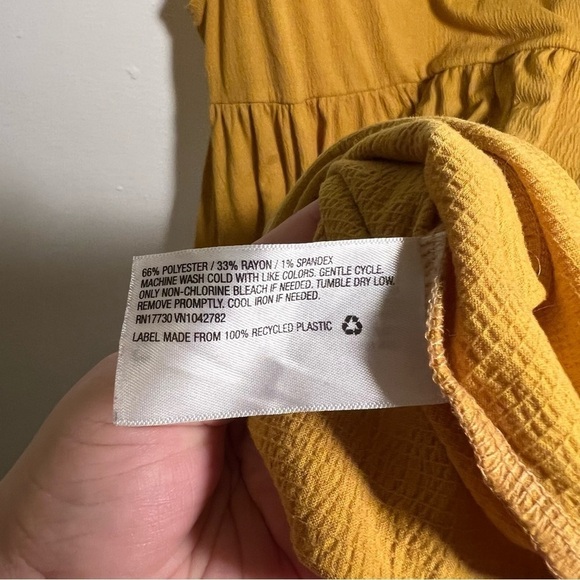 Wild Fable Tie-Strap Babydoll Textured Knit Dress Mustard Yellow - Picture 9 of 12